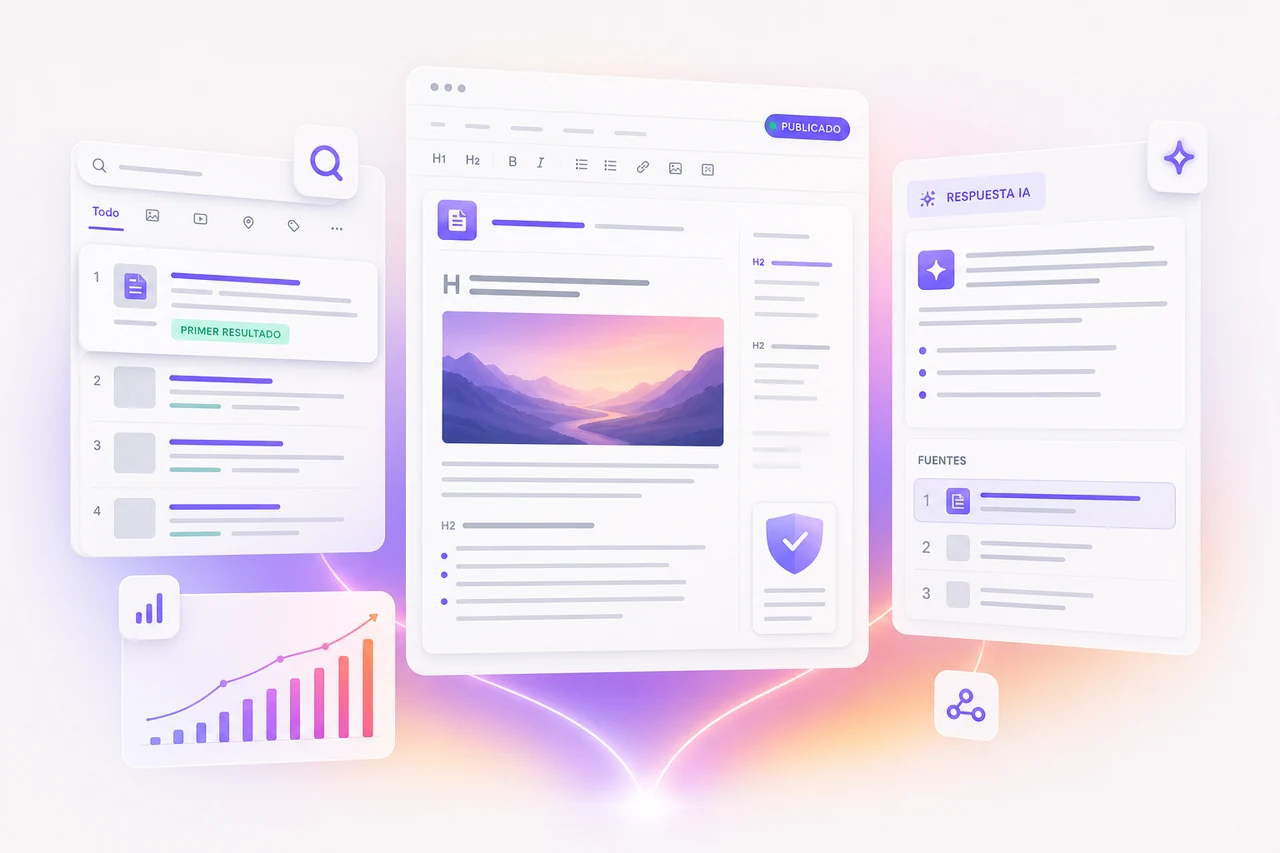Contenido de una marca visible en resultados de búsqueda, artículos y respuestas de inteligencia artificial