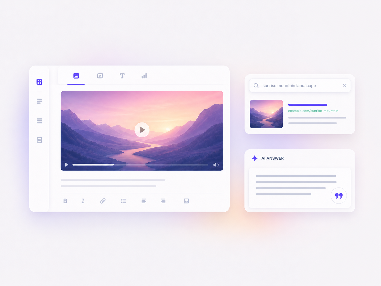 Espacio de creación visual con calendario de contenido, SEO y posicionamiento en buscadores con IA